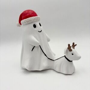 Christmas Ghost Santa‎ Hat Figurine Walking Reindeer Dog Holiday Home Decor